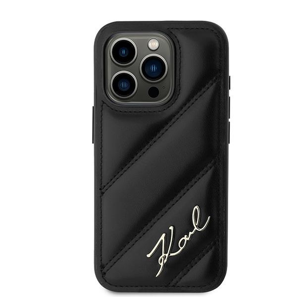 Husa pentru iPhone 15 Pro Max, Diagonal Quilted Script, Karl Lagerfeld - Negru - 2 | YEO