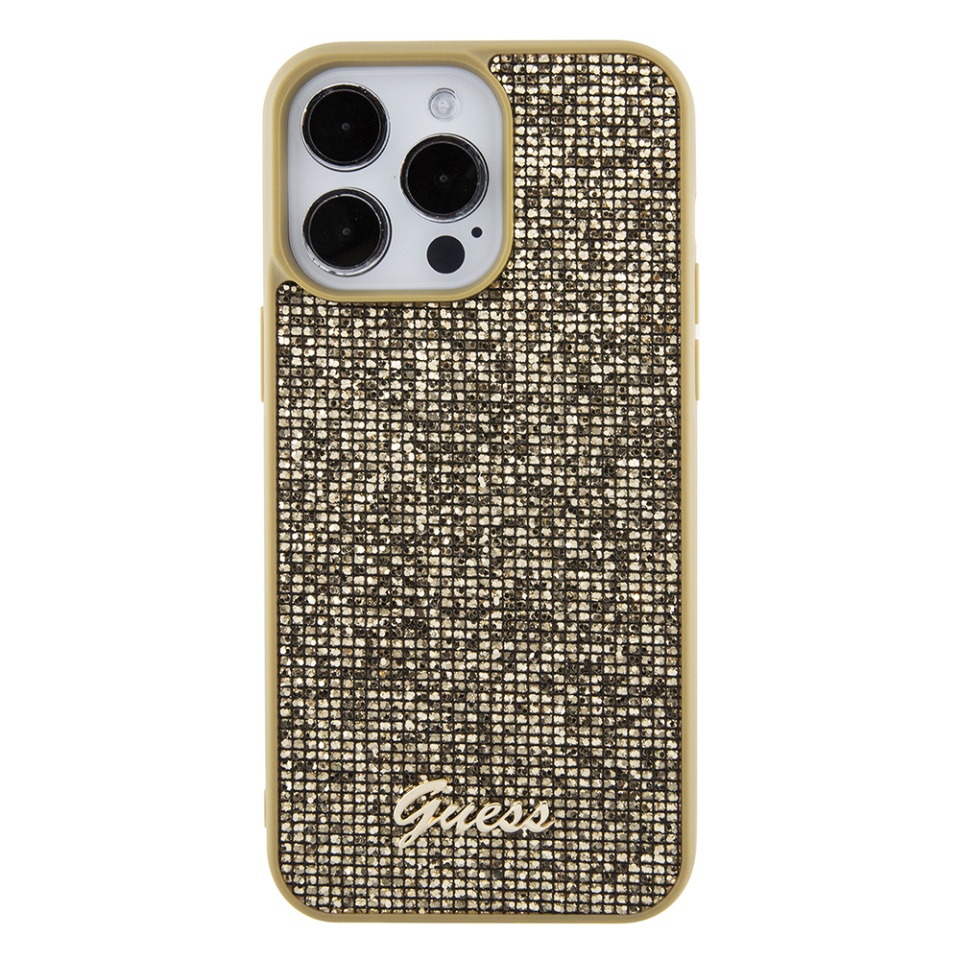 Husa pentru iPhone 15 Pro Max, Disco Metal Logo, Guess, Auriu - 2 | YEO