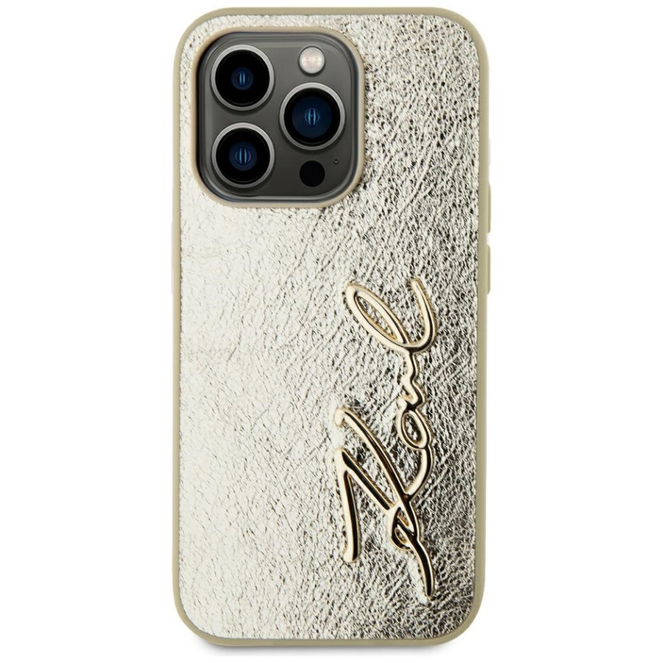 Husa pentru iPhone 15 Pro Max, Hardcase Leather, Karl Lagerfeld, Auriu - 2 | YEO