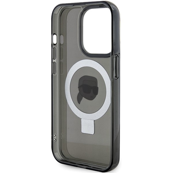Husa pentru iPhone 15 Pro Max, Hardcase Ring Stand MagSafe, Karl Lagerfeld - Negru - 3 | YEO