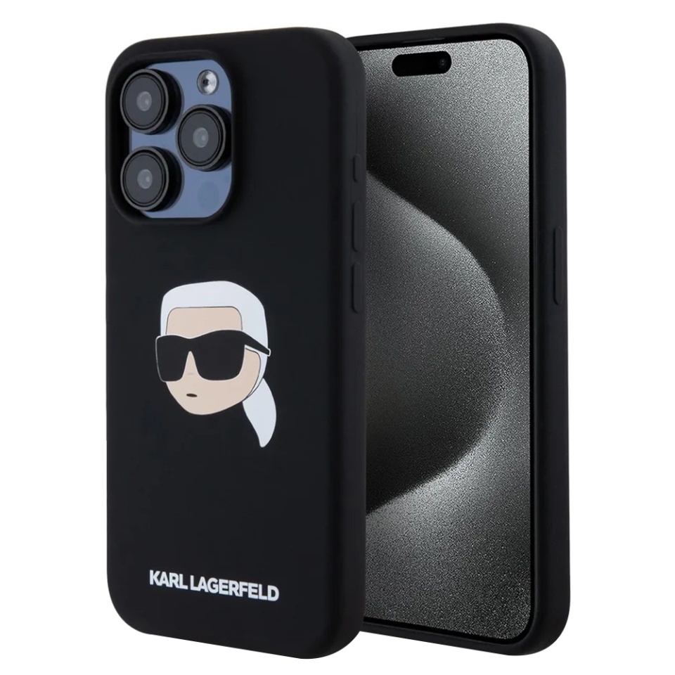 Husa pentru iPhone 15 Pro Max, Silicone MagSafe, Karl Lagerfeld - Maro