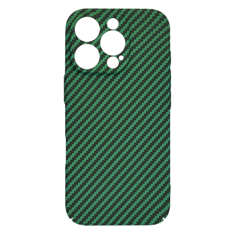 Husa pentru iPhone 15 Pro Max, SKYDDAR INNOVATION, textura carbon, Carbonite FiberShell, Verde, set cu sticker - 3 | YEO