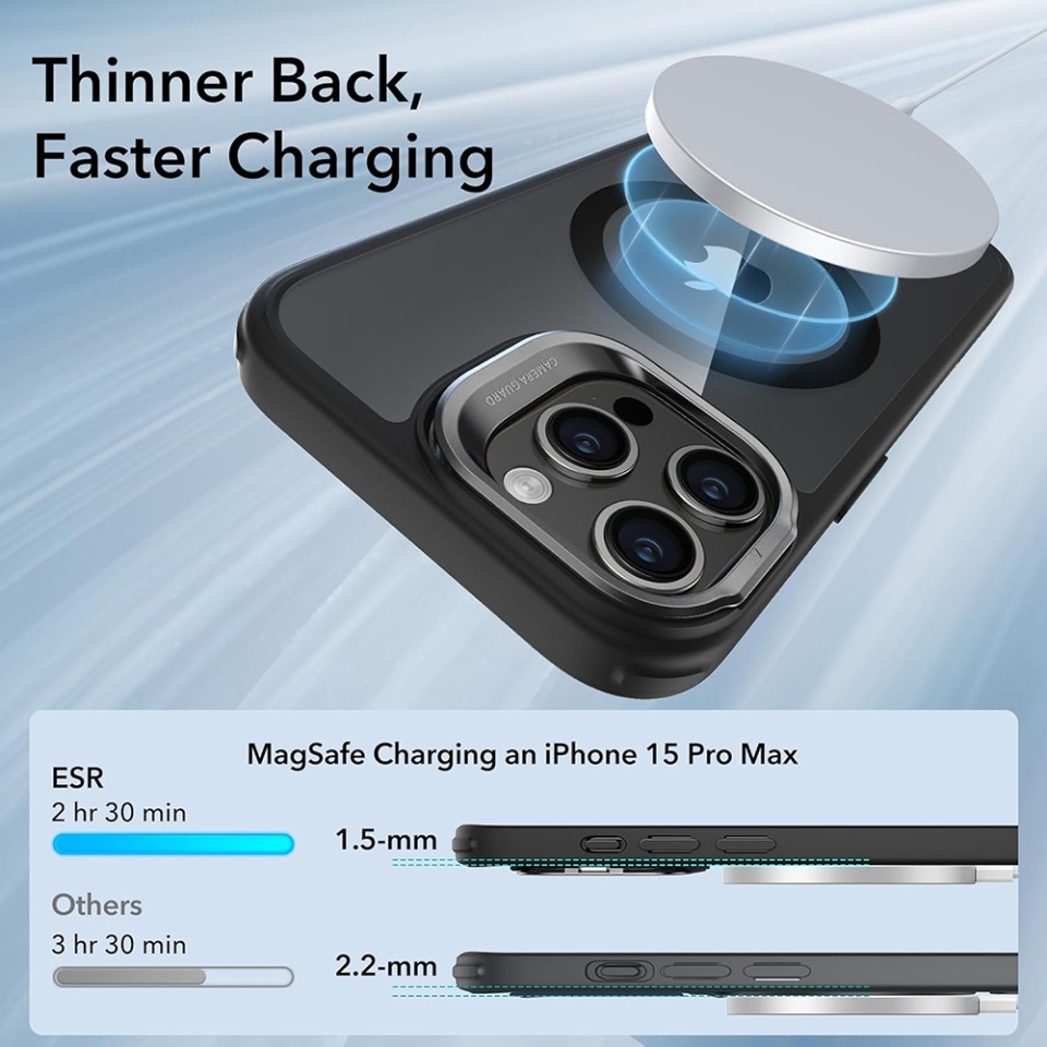 Husa pentru iPhone 15 Pro Max, slim MagSafe, Classic Hybrid HaloLock Kickstand ESR - Negru - 3 | YEO