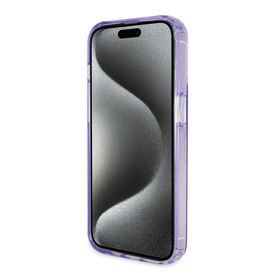 Husa pentru iPhone 15 Pro Ring Stand Script Glitter, Guess - Mov - 1 | YEO