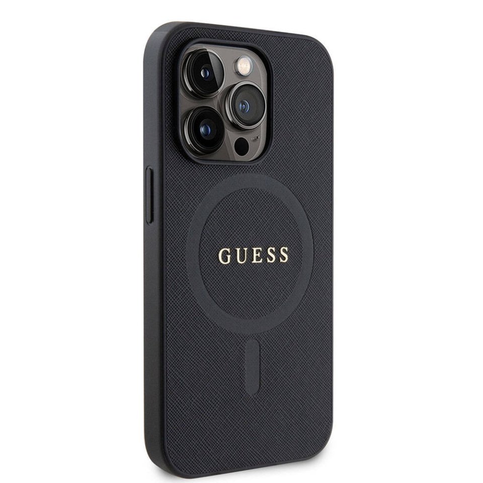 Husa pentru iPhone 15 Pro Saffiano MagSafe, Guess - Negru - 2 | YEO