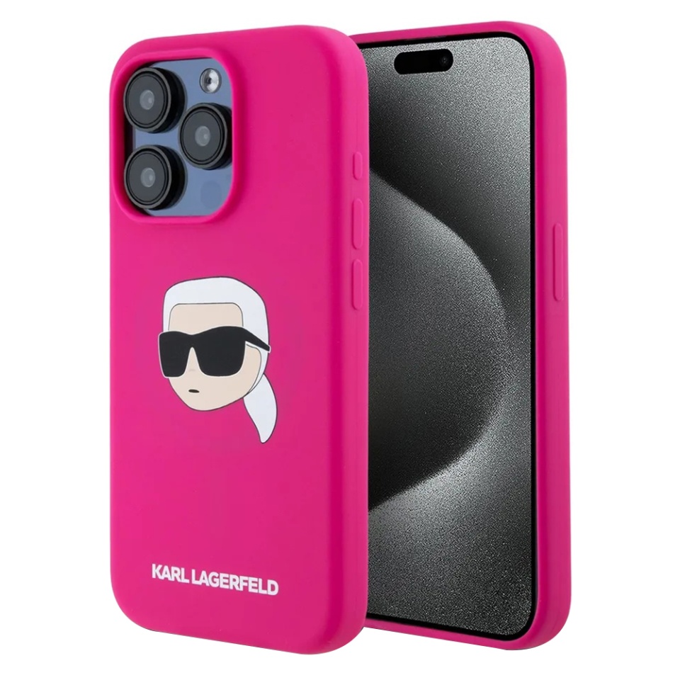 Husa pentru iPhone 15 Pro, Silicone MagSafe, Karl Lagerfeld - Maro