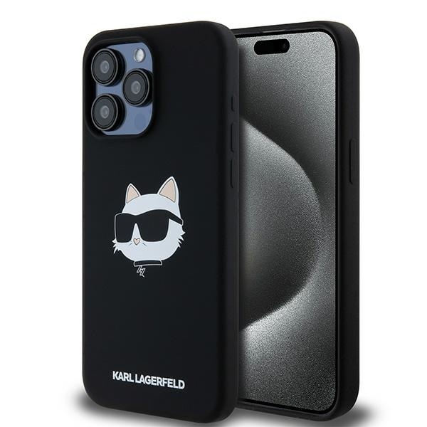 Husa pentru iPhone 15 Pro, Silicone MagSafe, Karl Lagerfeld - Negru