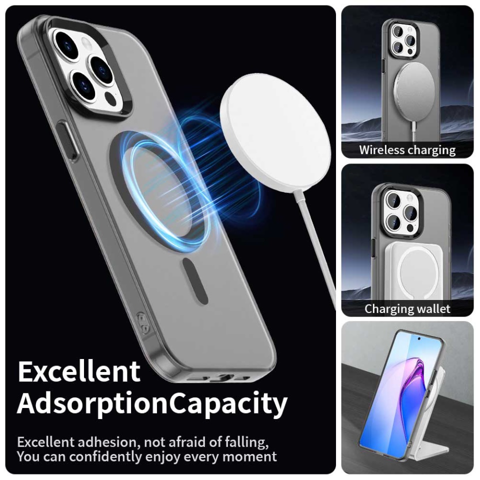 Husa pentru iPhone 15 Pro, SKYDDAR INOVATION, CandyCase, Magsafe, set cu sticker, Negru - 3 | YEO