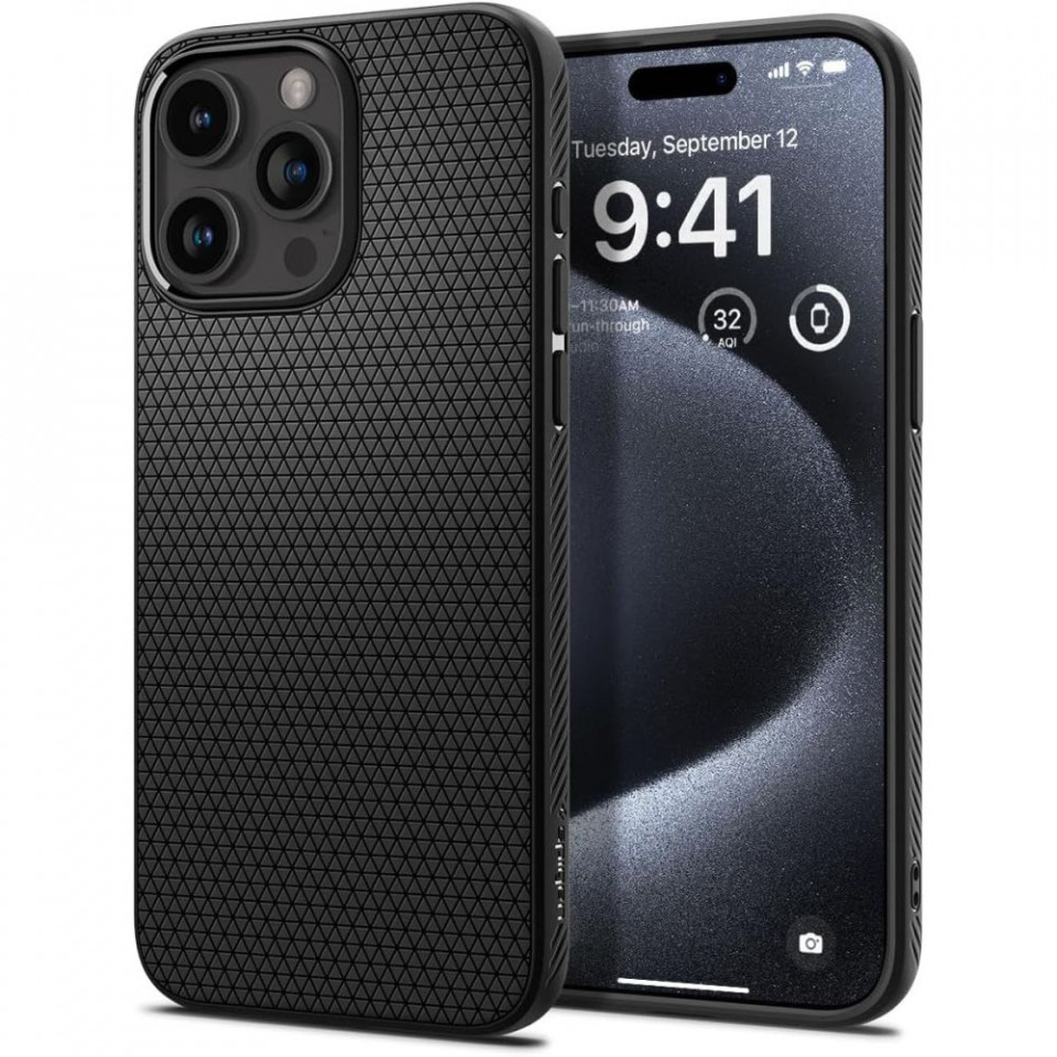 Husa pentru iPhone 15 Pro, Spigen Liquid Air - Matte Black