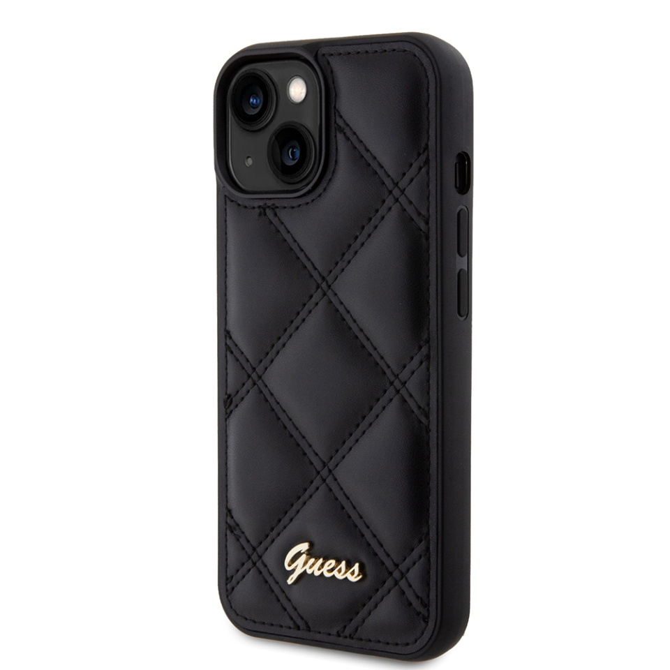 Husa pentru iPhone 15 Quilted Metal Logo, Guess - Negru - 2 | YEO