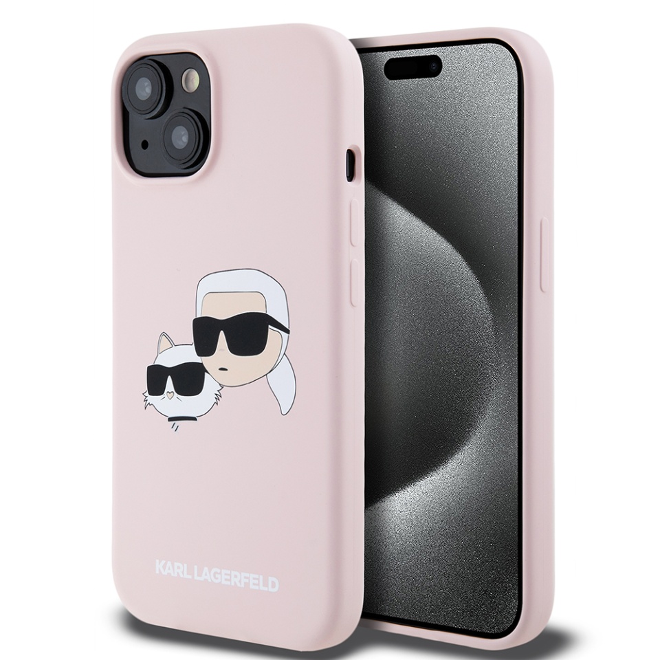 Husa pentru iPhone 15, Silicone MagSafe, Karl Lagerfeld - Roz