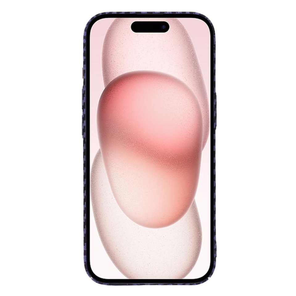 Husa pentru iPhone 15, SKYDDAR INNOVATION, textura carbon, Carbonite FiberShell, Mov, set cu sticker - 1 | YEO