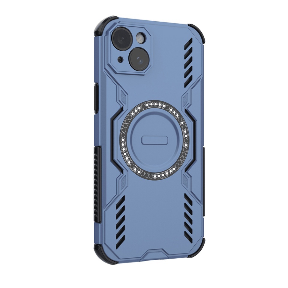 Husa pentru iPhone 15, SKYDDAR INOVATION, ArmorMag, Magsafe, set cu sticker, Albastru - 2 | YEO