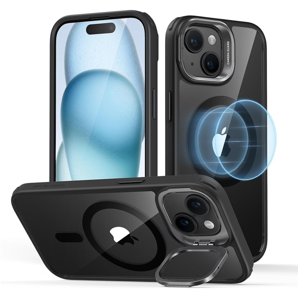 Husa pentru iPhone 15, slim MagSafe, Classic Hybrid HaloLock Kickstand ESR - Negru