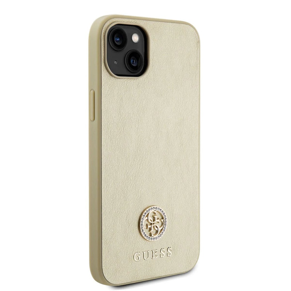 Husa pentru iPhone 15, Strass Metal Logo, Protectie Slim, Auriu - 3 | YEO