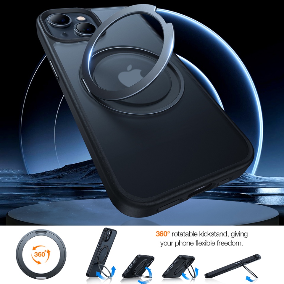 Husa pentru iPhone 15, Torras Ostand Pro MagSafe, Negru - 3 | YEO