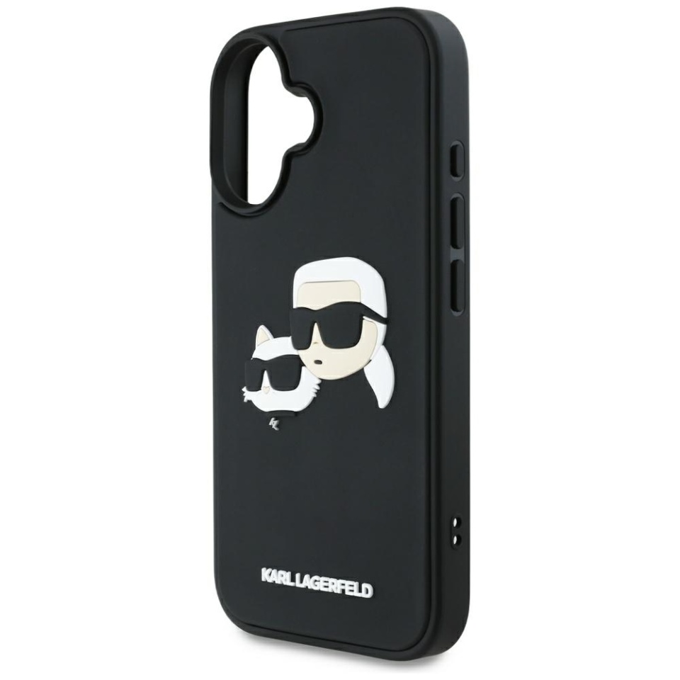 Husa pentru iPhone 16, 3D Design, Karl Lagerfeld, Negru - 1 | YEO