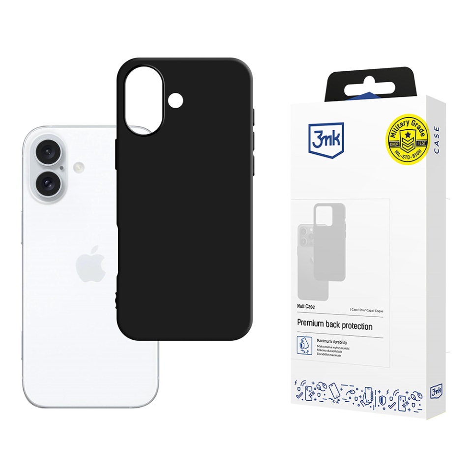 Husa pentru iPhone 16, 3mk Matt Case, Negru