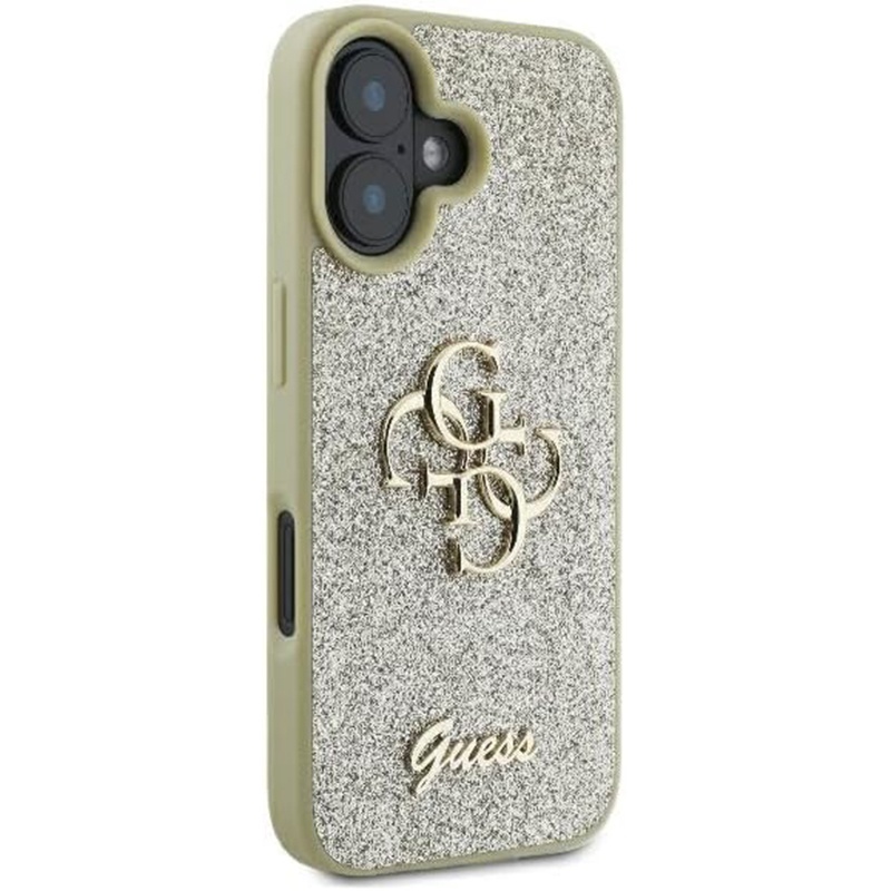 Husa pentru iPhone 16, Glitter Fixed Big 4G, Protectie Slim, Guess, Auriu - 2 | YEO