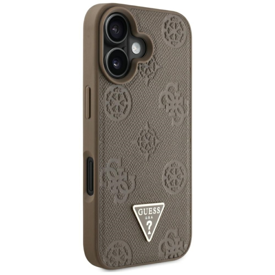 Husa pentru iPhone 16, Grained Triangle, Guess, Maro - 1 | YEO