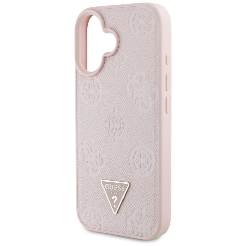 Husa pentru iPhone 16, Grained Triangle, Guess, Roz - 4 | YEO