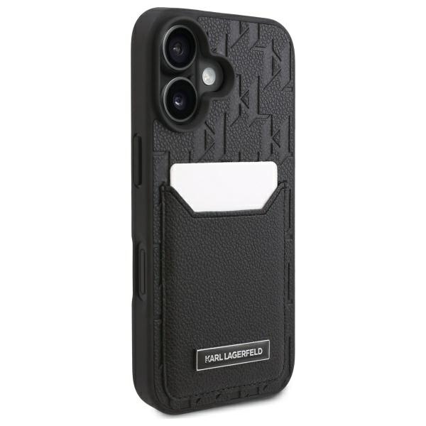 Husa pentru iPhone 16, Hardcase Leather Monogram, Karl Lagerfeld - Negru Monogram - 3 | YEO