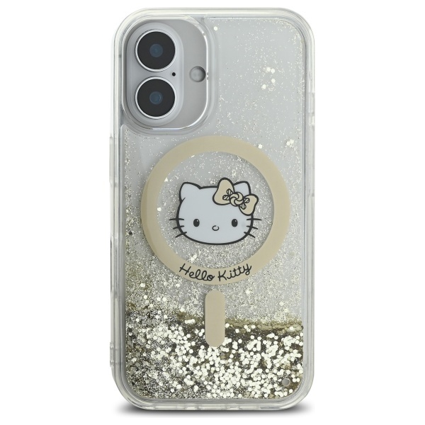 Husa pentru iPhone 16, Hardcase Liquid Glitter, Hello Kitty - Alb - 2 | YEO