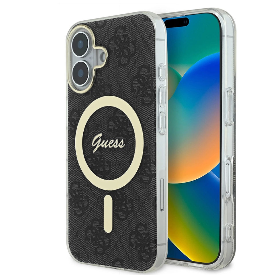 Husa pentru iPhone 16, IML 4G MagSafe, Guess - Negru