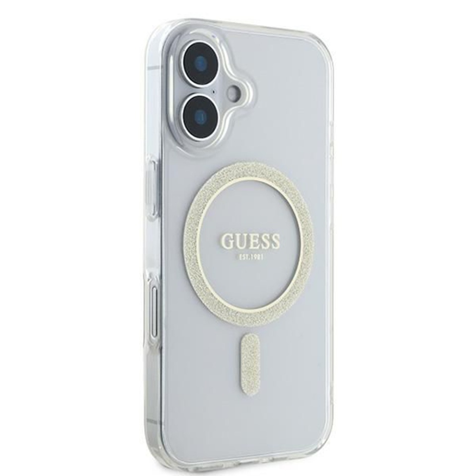 Husa pentru iPhone 16 IML Glitter Circle MagSafe, Guess - Transparenta - 3 | YEO