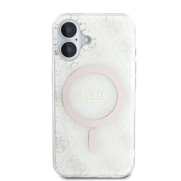 Husa pentru iPhone 16 Plus, IML 4G Background MagSafe, Guess, Alb - 2 | YEO
