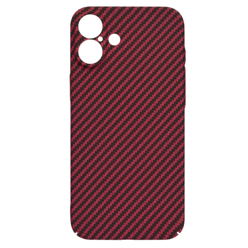 Husa pentru iPhone 16 Plus, SKYDDAR INNOVATION, textura carbon, Carbonite FiberShell, Rosu, set cu sticker - 3 | YEO
