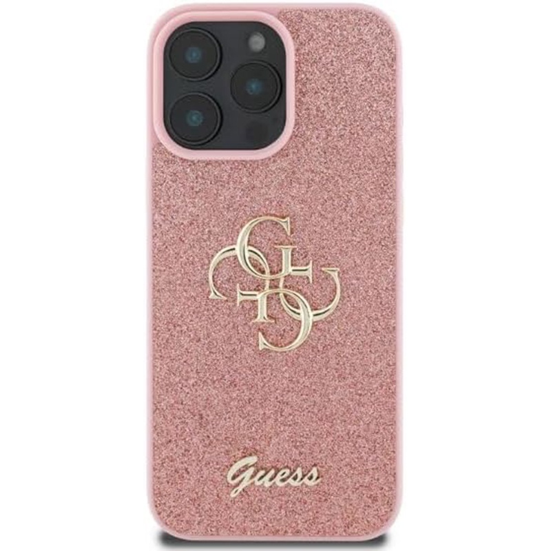 Husa pentru iPhone 16 Pro, Glitter Fixed Big 4G, Protectie Slim, Guess, Roz - 1 | YEO