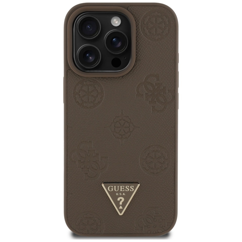 Husa pentru iPhone 16 Pro, Grained Triangle, Guess, Maro - 2 | YEO