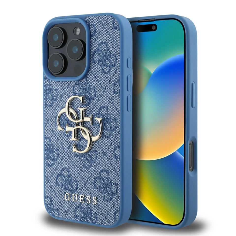 Husa pentru iPhone 16 Pro, Guess Hardcase 4G Big Logo, Protectie Slim, Compatibila, Albastru