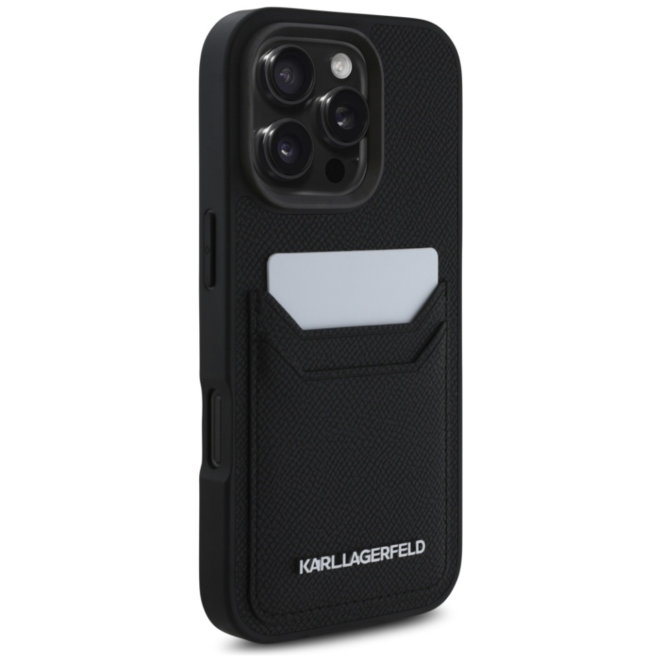 Husa pentru iPhone 16 Pro, Hardcase Leather, Karl Lagerfeld, Negru - 1 | YEO