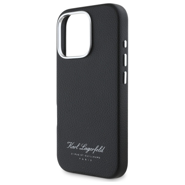 Husa pentru iPhone 16 Pro, Hardcase Leather Monogram, Karl Lagerfeld, Negru - 1 | YEO
