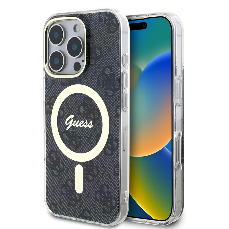 Husa pentru iPhone 16 Pro, IML 4G MagSafe, Guess - Negru