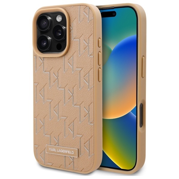 Husa pentru iPhone 16 Pro Leather MagSafe, Karl Lagerfeld - Bej
