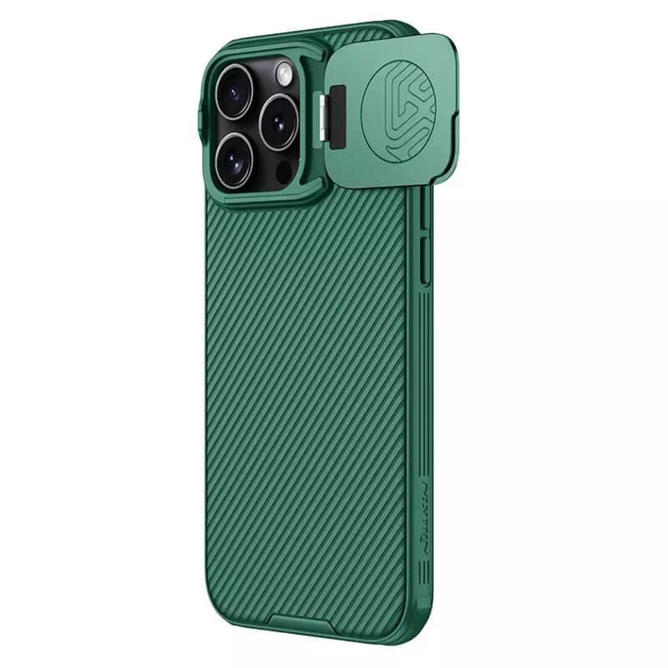 Husa pentru iPhone 16 Pro Max cu inel magnetic si protectie camera Nillkin CamShield - Verde - 3 | YEO
