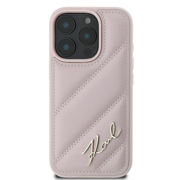 Husa pentru iPhone 16 Pro Max, Diagonal Quilted Script, Karl Lagerfeld - Roz - 2 | YEO