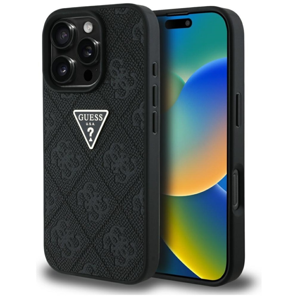 Husa pentru iPhone 16 Pro Max, Guess 4G Metal Logo, Protectie Slim, Compatibila, Negru