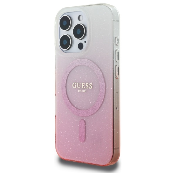 Husa pentru iPhone 16 Pro Max IML Glitter Gradient MagSafe, Guess - Roz - 1 | YEO