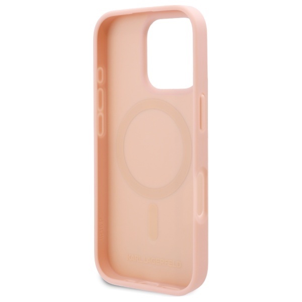 Husa pentru iPhone 16 Pro Max Leather MagSafe, Karl Lagerfeld - Roz - 3 | YEO