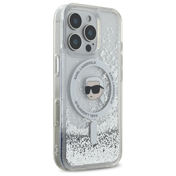 Husa pentru iPhone 16 Pro Max, Liquid Glitter MagSafe, Karl Lagerfeld - Transparenta - 3 | YEO