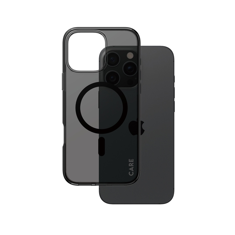 Husa pentru iPhone 16 Pro Max, PanzerGlass, CARE Flagship Urban Combat Black MagSafe, Anti-Soc 4.8m, Anti-Ingalbenire, Design Slim, Compatibila MagSafe, Fumuriu