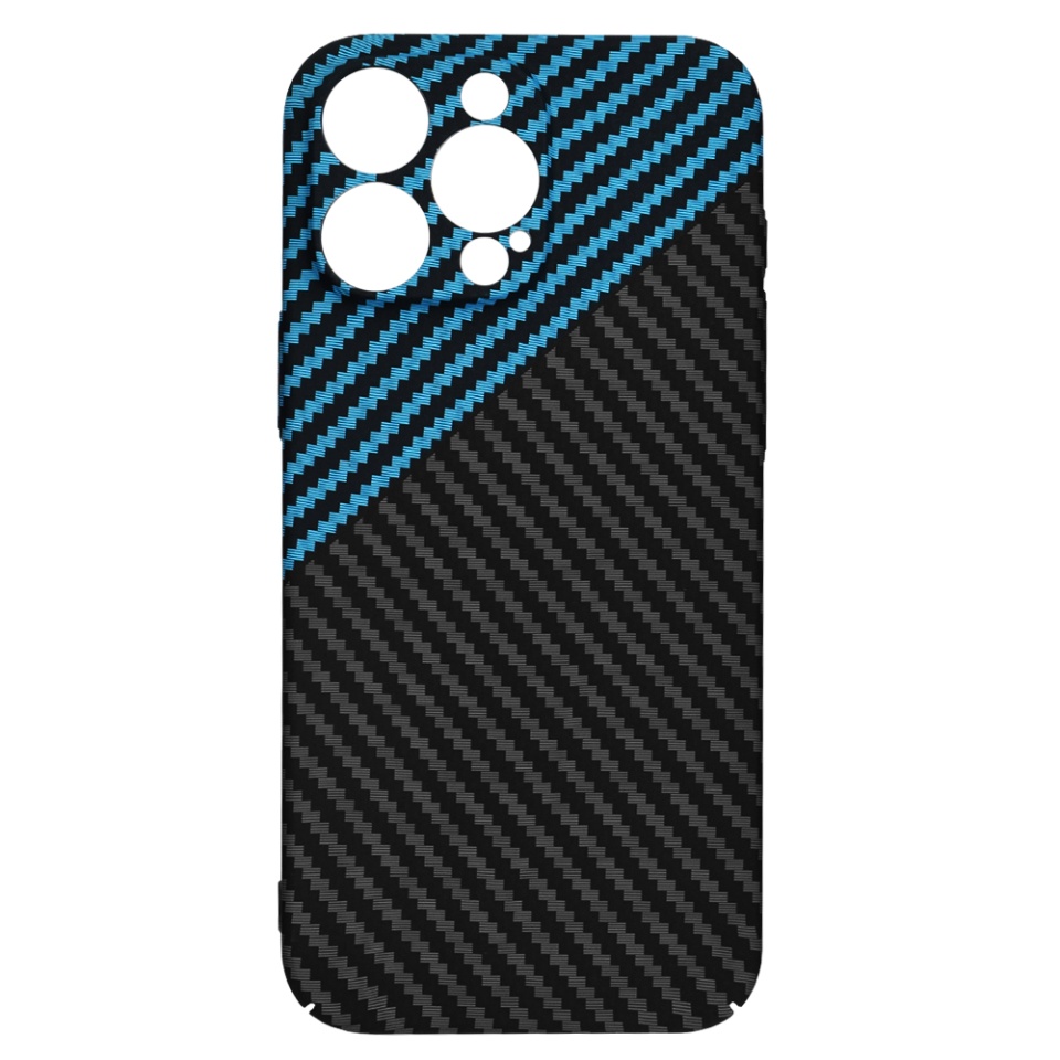 Husa pentru iPhone 16 Pro Max, SKYDDAR INNOVATION, textura carbon, Carbonite FiberShell, Bleu, set cu sticker - 3 | YEO