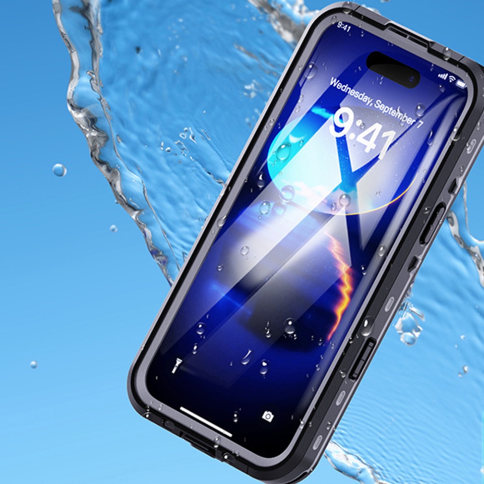 Husa pentru iPhone 16 Pro, ShellBox, Waterproof IP68 Case, Full Body, Protectie Totala, Anti-Soc, Rezistenta la Apa si Praful, Negru - 1 | YEO