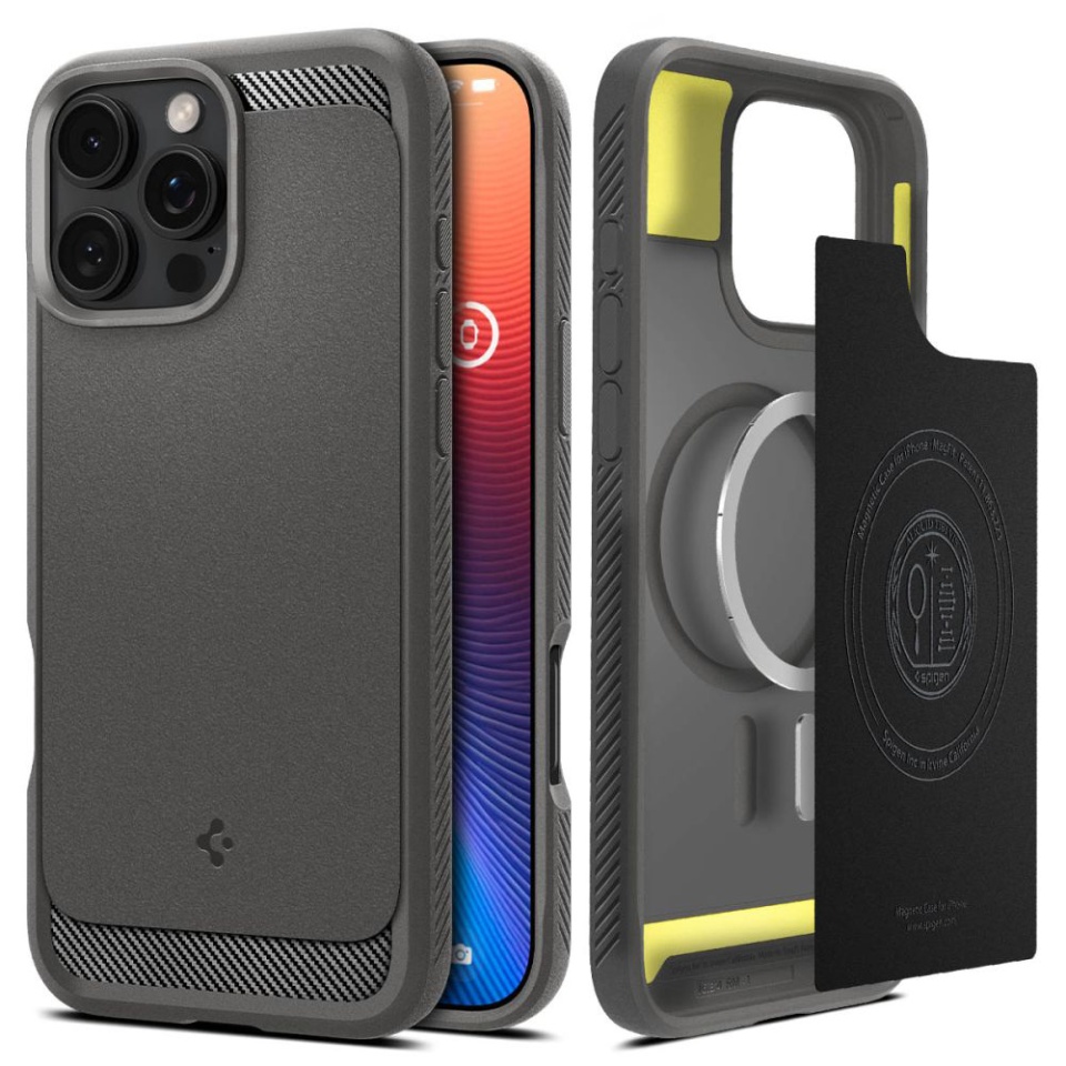 Husa pentru iPhone 16 Pro, Spigen Rugged Armor - Gri