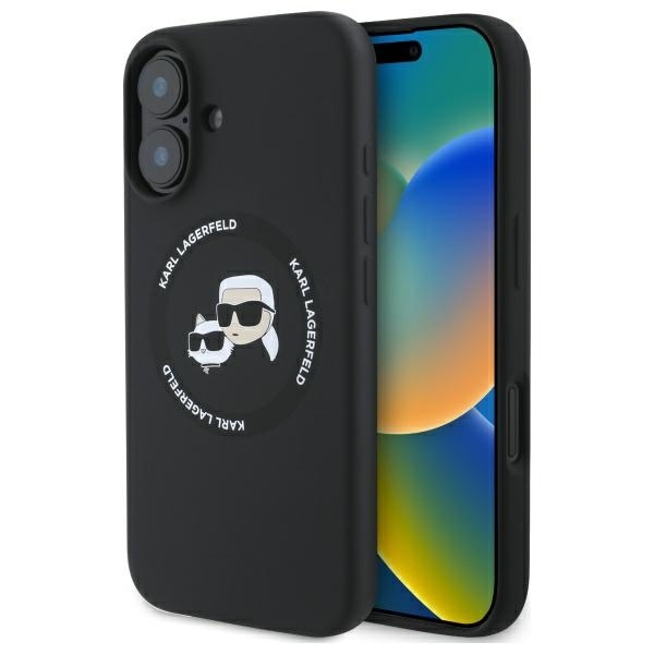 Husa pentru iPhone 16, Silicone MagSafe, Karl Lagerfeld - Negru