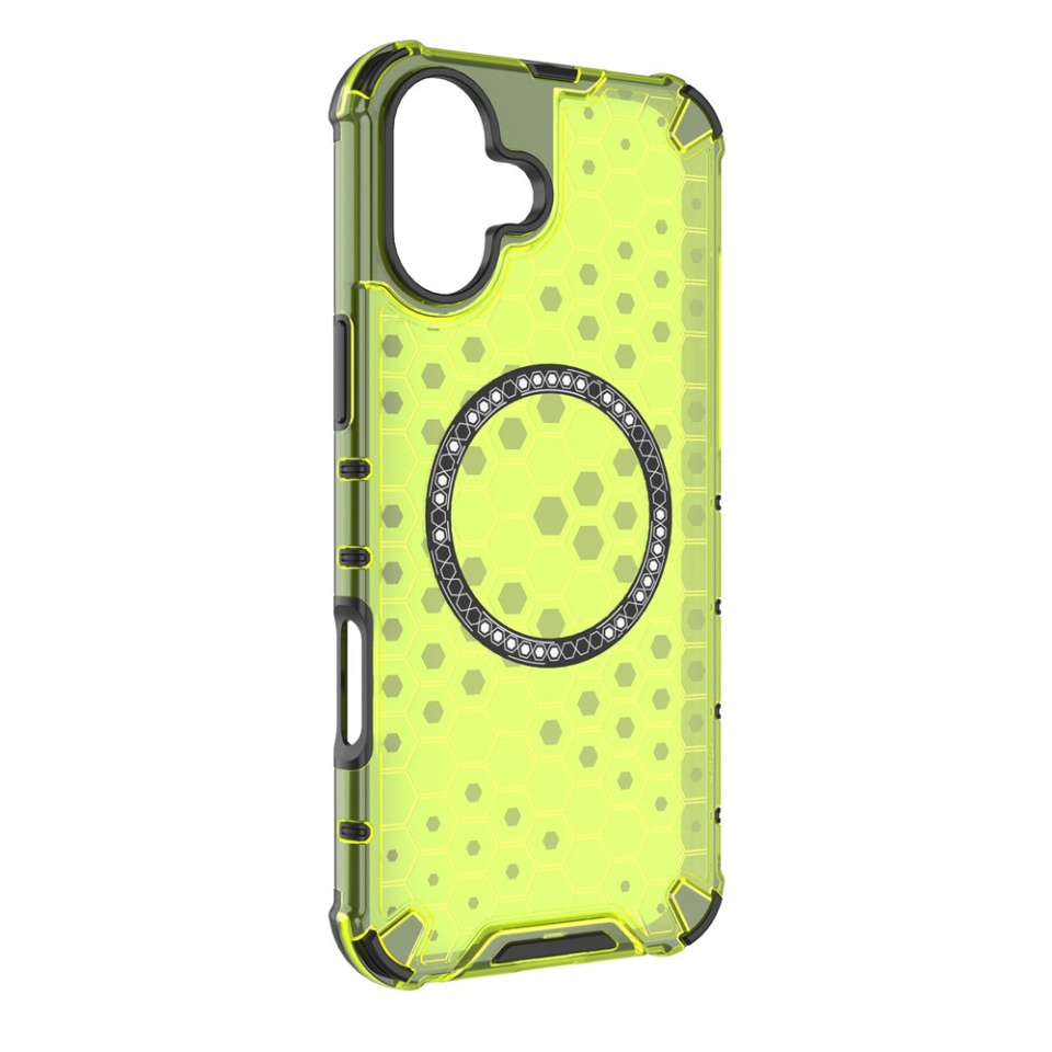 Husa pentru iPhone 16, SKYDDAR INNOVATION, HoneyComb Shield MagSafe, Antisoc, set cu sticker, Verde - 2 | YEO